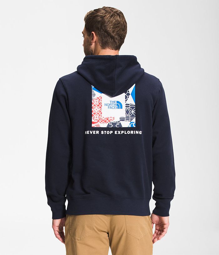 The North Face Hoodie Heren Box Nse Pullover ESWM89410 - Donkerblauw